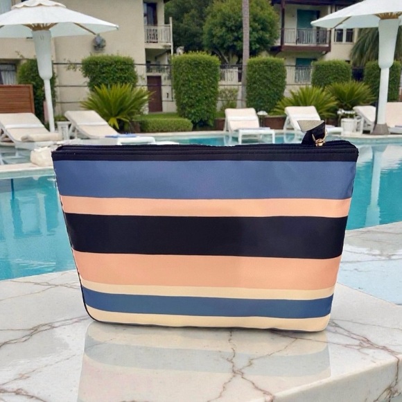 Kate Spade Mel Multicolor Stripe Nylon Top Zip Clutch - Picture 3 of 4